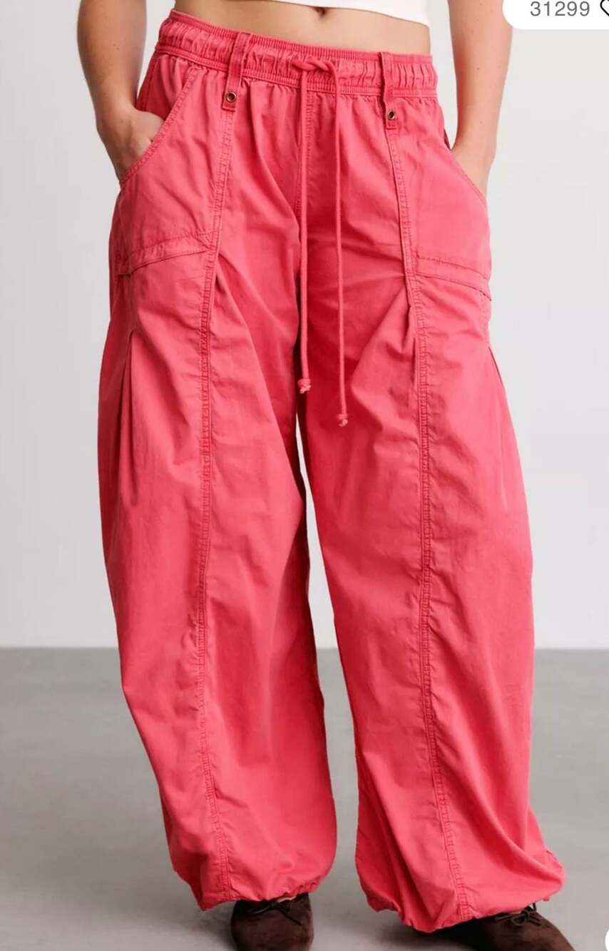 Urban Outfitters BDG Cargo Pants Red Wide Leg Drawstring size small